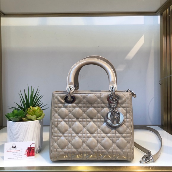 Dior Medium Lady Dior - Nude Patent - Picture 1 of 4